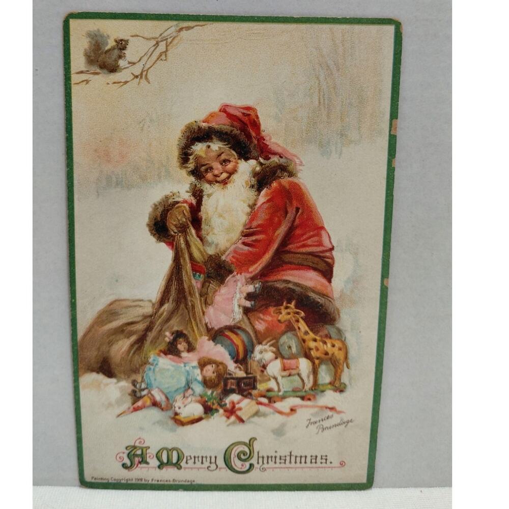 Antique Christmas Postcard Santa Claus signed by Frances Brundage 1912 Germany